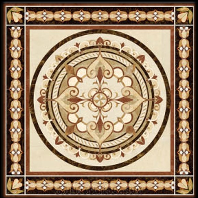 Water Jet Marble Inlay Medallion, Granite Water Jet Marble Medallion