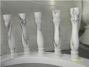 Carrara White Marble Railings, Stair Handrails, Stone Staircase Rails and Balustrades for Decoration