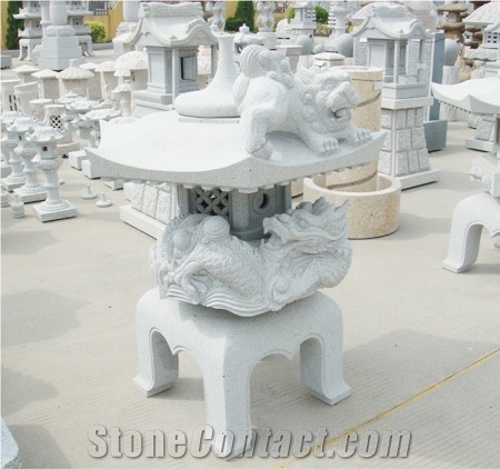 Granite Japanese Lanterns for Landscaping, Grey Granite Japanese Lanterns