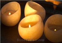 Honey Onyx Candle Holder, Alabastro Beni Suef Yellow Onyx