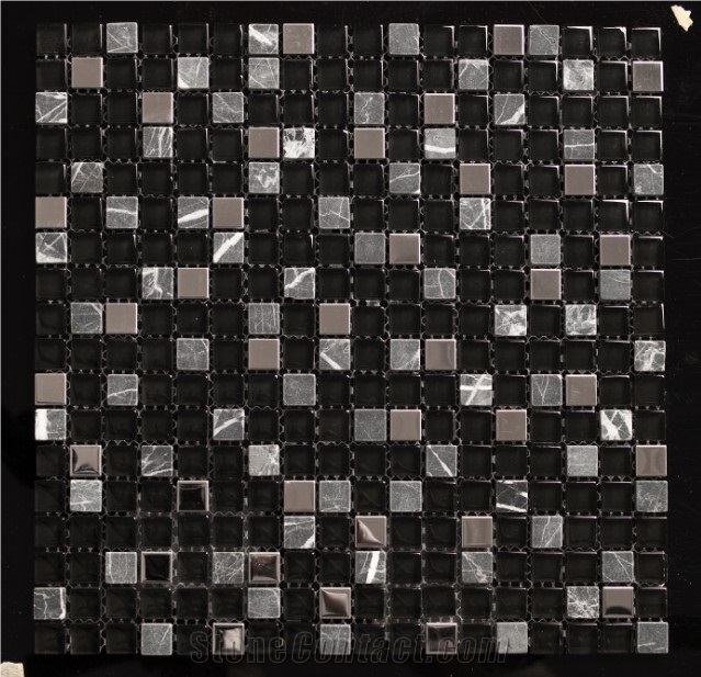 Glass Mixed Stone Mosaic Design