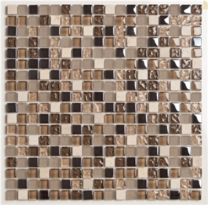 Glass Mosaic Tiles, Crystal Glass ,Emperador Light Brown Marble Glass Mosaic