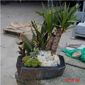 Basalt Flower Planter, Black Basalt Planter