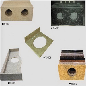 Beige Marble Vanity Top, Bathroom Countertops, Beige Quartz Stone Vanity Tops with Wooden Cabinets, Custom Vanity Tops with Ceramic Basin, Hotel & Restaurant Bathroom Designs