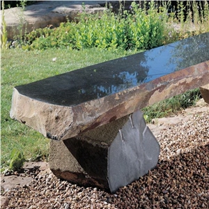 Black Basalt Stone Bench