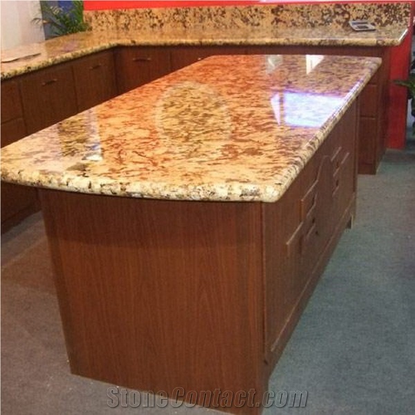 Granite Island, Bar Top, Kitchen Countertops, Engineered Stone Kitchen Worktops, Hotel & Restaurant Desk Tops, Solid Surface Kitchen Tops, Polished Custom Countertops with Wooden Cabinet