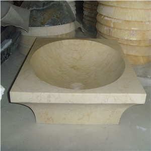 Sunny Yellow Stone Basin, Stone Sink, Sunny Yellow Beige Marble Basin