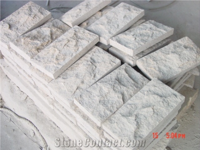 White Mushroom Wall Stone, Padang White Granite Mushroom Wall