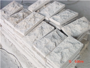 White Mushroom Wall Stone, Padang White Granite Mushroom Wall