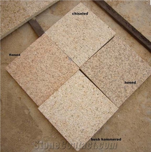 Chinese Yellow Granite G682 Flamed Tiles, Padang Yellow Granite Tiles, G682 , Padang Yellow, Sunset Gold Granite Tiles