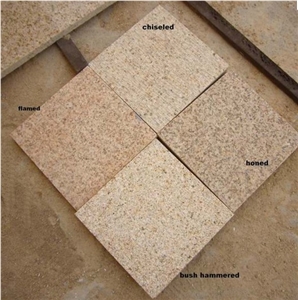Chinese Yellow Granite G682 Flamed Tiles, Padang Yellow Granite Tiles, G682 , Padang Yellow, Sunset Gold Granite Tiles