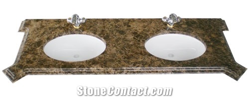 Double Sink Marble Vanities, Dark Emperador Brown Marble Vanities