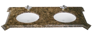Double Sink Marble Vanities, Dark Emperador Brown Marble Vanities