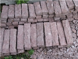Natural Split Red Granite Palisade Stone, Ocean Red Granite Palisade Natural Split Red Granite Palisade Stone, Ocean Red Granite Palisade