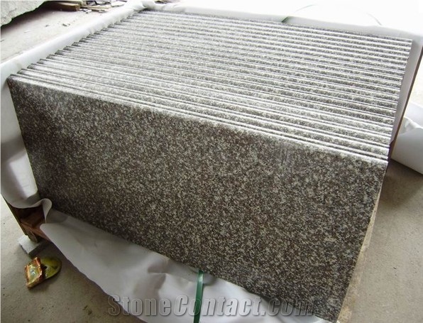 Red Granite G664 Steps, Majestic Mauve Granite Staircase, Misty Brown Stainer Treads & Risers