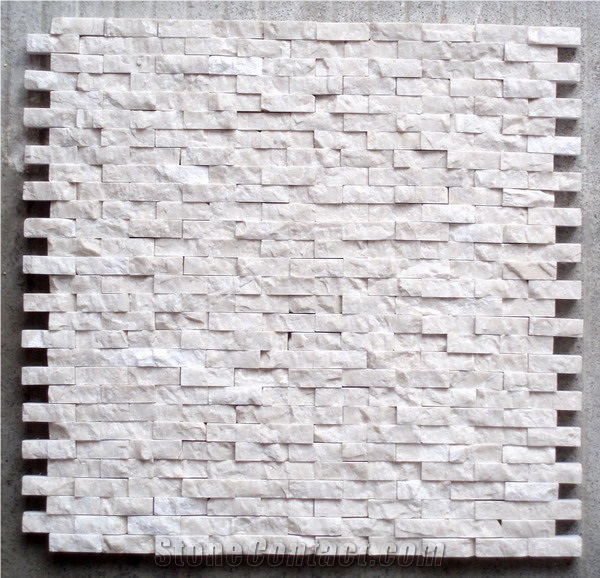 White Quartzite Mosaic Tile, Stone Mosaic，Natural Stone Wall Mosaic
