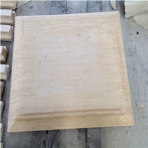 Travertine Square Pillars Cap, Ivory Beige Travertine Column Travertine Square Pillars Cap, Ivory Beige Travertine Column