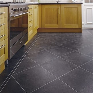 Natural Slate Paving Stone Flooring, China Black Slate Slabs & Tiles