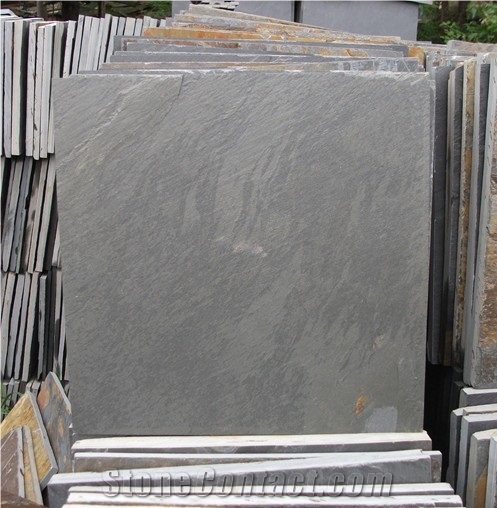 Natural Slate Paving Stone Flooring, China Black Slate Slabs & Tiles