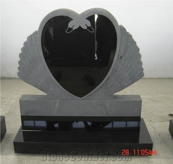 European Style Granite Headstone/Gravestone, Black Granite Gravestone