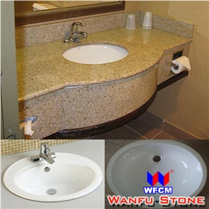 Granite Bathroom Vanity Top for Sale, G682 Golden Yellow Granite Bathroom Vanity Top