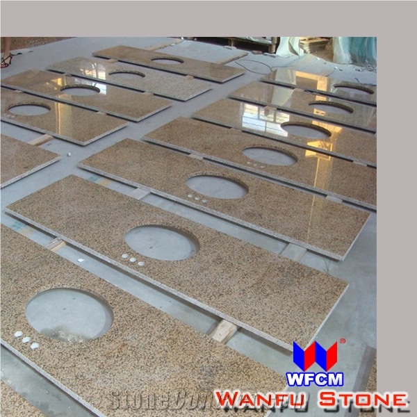 Granite Bathroom Vanity Top for Sale, G682 Golden Yellow Granite Bathroom Vanity Top