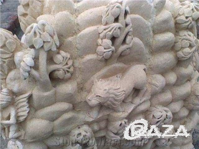Limestone Stone Art Works, Yellow Limestone Stone Art