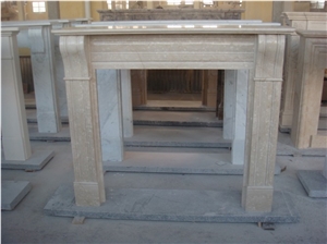 Freestanding Fireplace Mantel, Beige Marble Fireplace Mantel