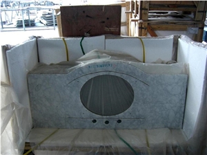 Hotel Bathroom Marble Vanity Top, White Marble Vanity Top