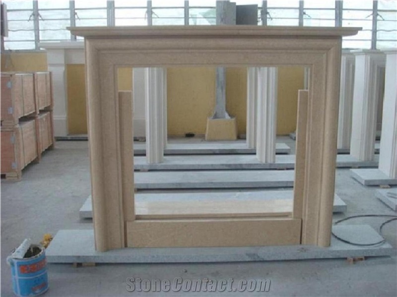 Mantel for Fireplace, Beige Sandstone Fireplace