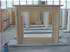 Mantel for Fireplace, Beige Sandstone Fireplace