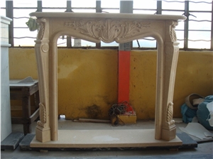 Modern Fireplace Surround, Yellow Marble Fireplace Surround