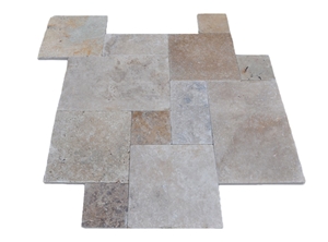 Premium Select Tuscan Blend Tumbled Travertine Pav, Slabs