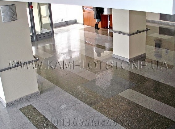 Kamelot Chovnovsky Floor Tiles, Ukraine Green Granite