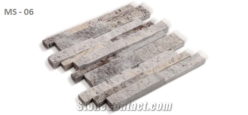 SILVER TRAVERTINE MOSAIC, ANCIENT SILVER Grey Travertine