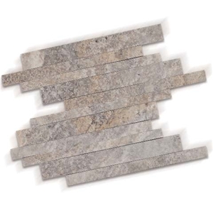 SILVER TRAVERTINE MOSAIC, ANCIENT SILVER Grey Travertine
