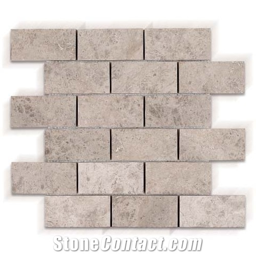 SILVER TRAVERTINE MOSAIC, ANCIENT SILVER Grey Travertine