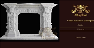 Marble Fireplace, Bianco Carrara White Marble