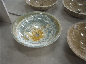 Blue Onyx Round Vessel Sink