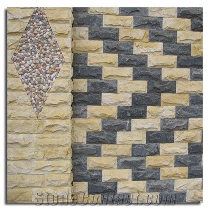 Yellow Mushroom Marble, Split Face Wall Cladding, Decorative Wall Panel Stone, Yellow Nghe an Marble Mushroom Stone