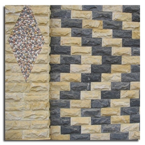 Yellow Mushroom Marble, Split Face Wall Cladding, Decorative Wall Panel Stone, Yellow Nghe an Marble Mushroom Stone