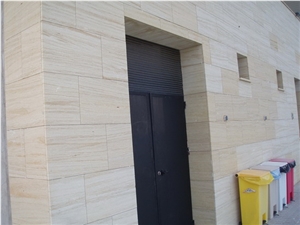 Niwala Crema Contraley (Veincut) Exterior Wall Til, Beige Sandstone Wall