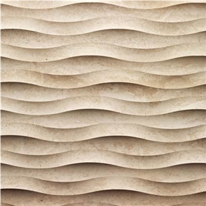 Beige Artificial 3D CNC Stone Panel, Beige Marble Home Decor