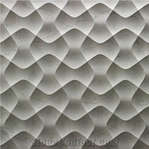 White Wave Solid Stone Panel, White Marble Home Decor