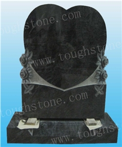 Heart Shaped Stone Memorial, Bahama Blue Granite Monument, Tombstone