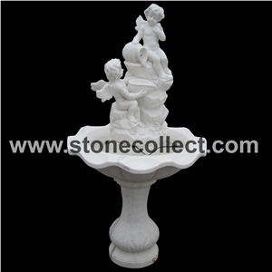 Excellent White Marble Carved Fountain Excellent White Marble Carved Fountain