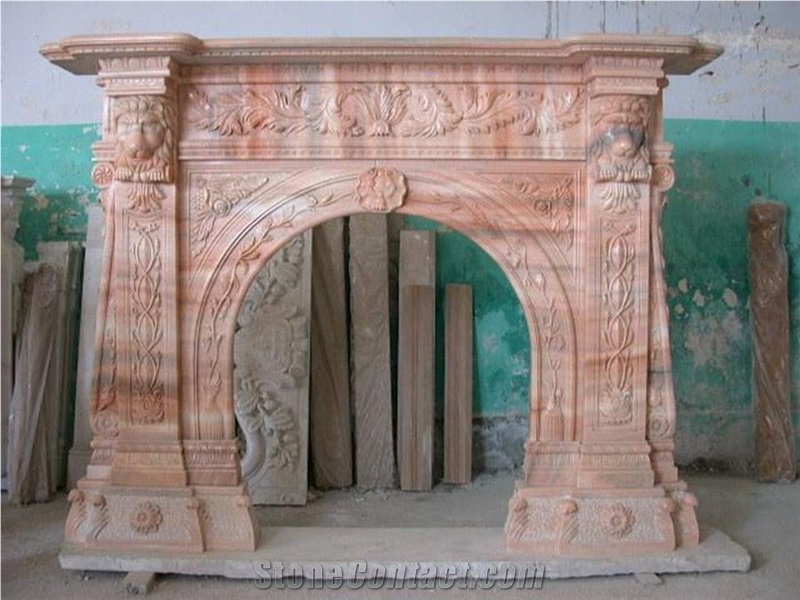 Botchino Pink Marble Fireplace