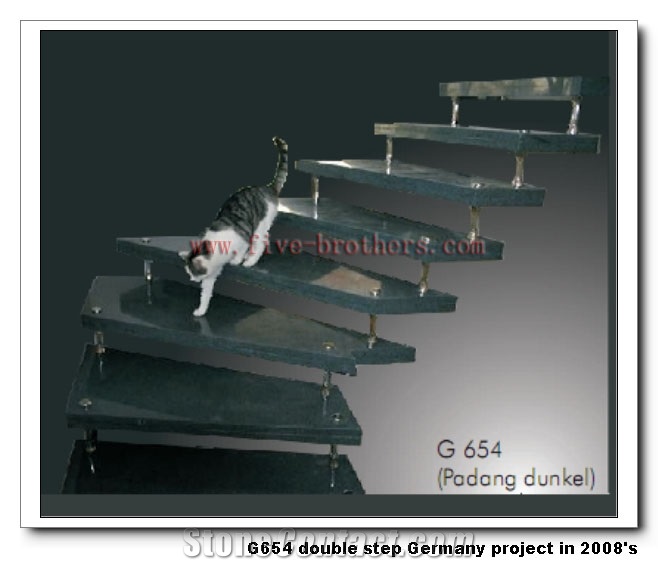 G654 Dark Grey Double Steps, Black Granite Double Stairs