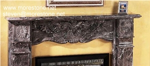 Chinese Emperador Dark Fireplace, Chinese Emperador Dark Brown Marble Fireplace