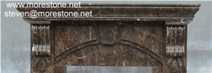 Marble Chinese Emperador Dark Fireplace Mantel, Brown Marble Fireplace Mantel